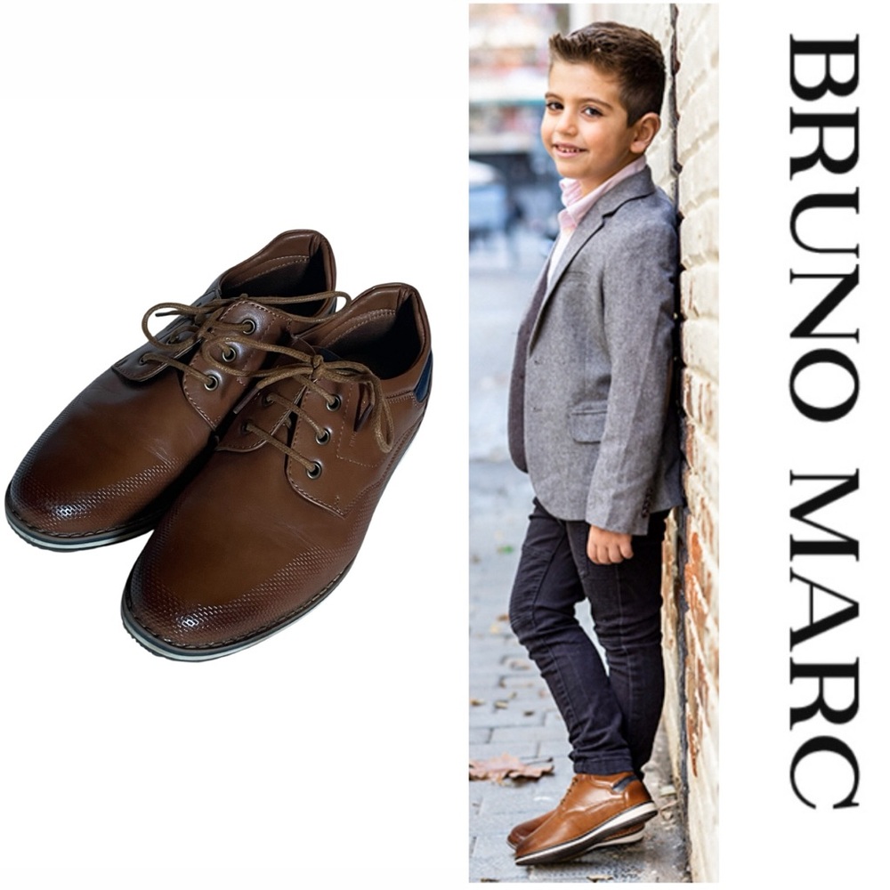 Bruno Marc Boy's Casual Dress Oxford Comfort Uniform Formal Shoes Brown 5